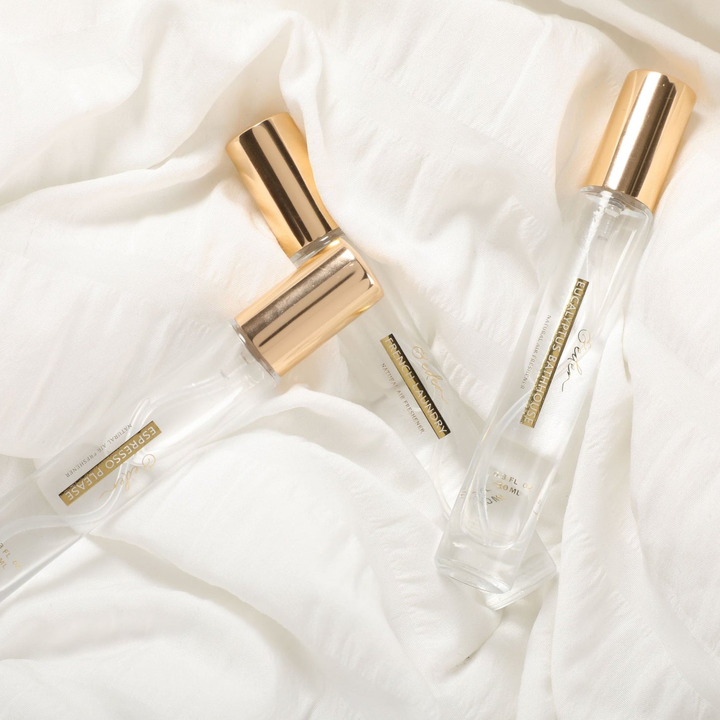 Natural Coffee, Fresh Linen, and Eucalytpus Air Freshener made with essential oils by &Eden